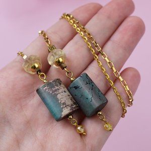 Boho lariat y necklace gold, eye catching sautoir necklace
